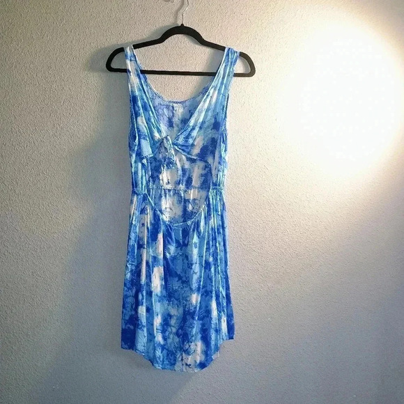 Rue 21 Blue and White Tie Dye Open Back Mini Dress Women's Juniors Size Large - Picture 3 of 10